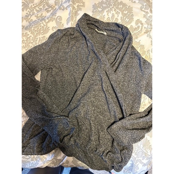 Gray Lush Crossover Wrap Sweater - Picture 1 of 5